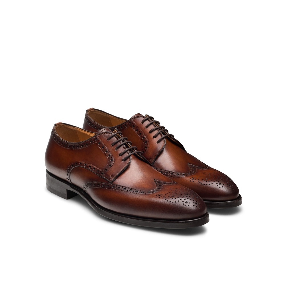 Mens Magnanni Mcalester Leather Wingtip Brogue Derby Oxford Shoes Cognac 9.5